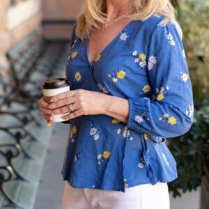 Old Navy Blue Floral Top